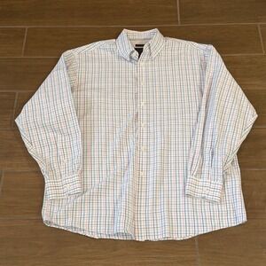 Jos. A. Bank Reserve Cotton Cashmere Plaid Shirt Mens Large Traditional Fit Blue